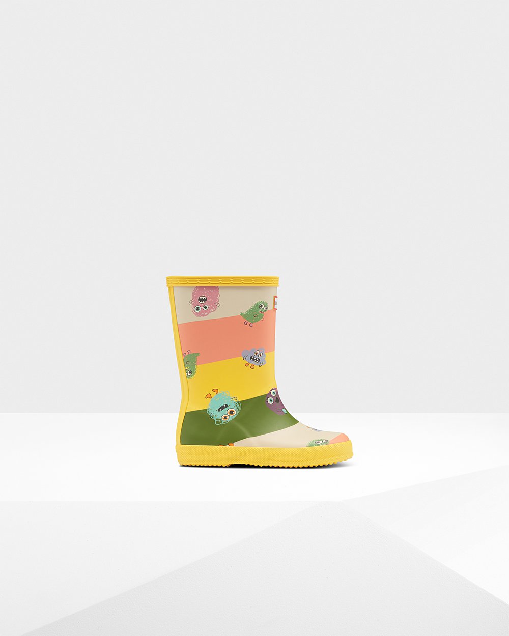 Kids Hunter Original First Classic Scribble Print | Rain Boots Yellow | NZ-50421-VLFU